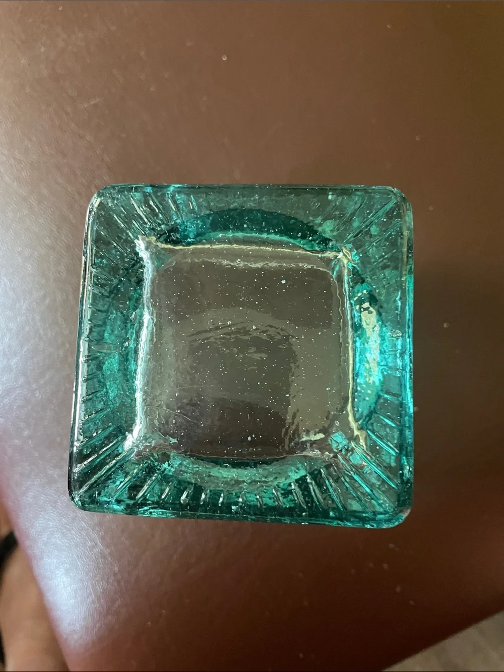 Square Teal Glass Votive Candle Holder
